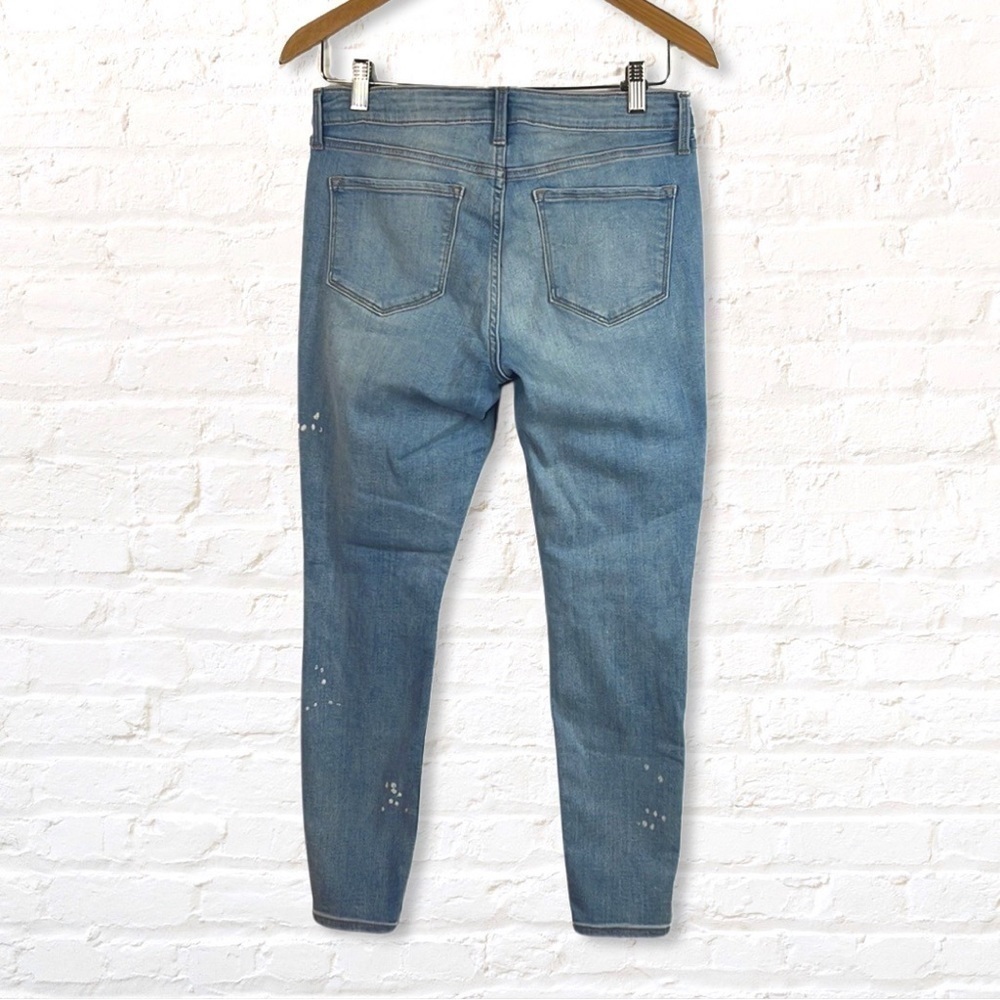 Old Navy Rockstar Distressed Super Skinny Jeans Size 8 Petite Bleach Splattered - Picture 2 of 8